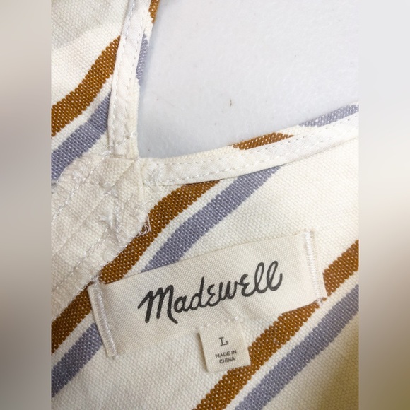 Madewell Striped Sleeveless Jumpsuit Size Large Tie Waist V-Neck Wide Leg - Picture 4 of 9